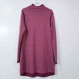 Title Nine Wool BlendTurtle Neck Herringbone Knit Sweater Dress